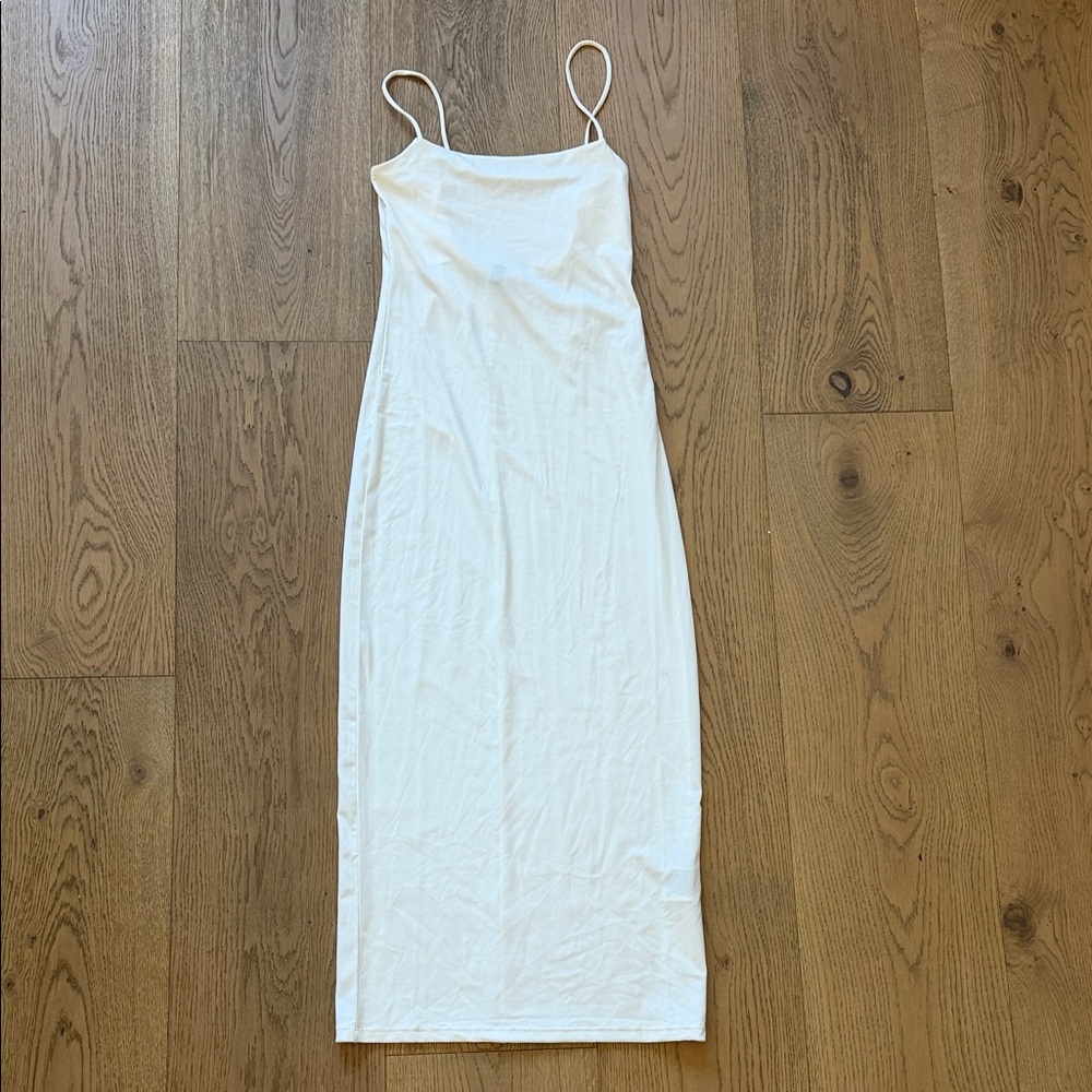H&M White Spaghetti Strap Maxi Slip Dress